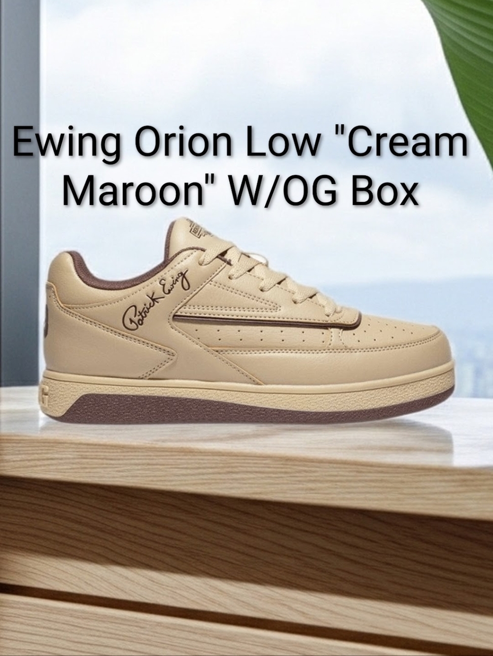 Ewing Orion Low "Cream Maroon" Sneakers Mens 9 Womens 10.5 NWBOX